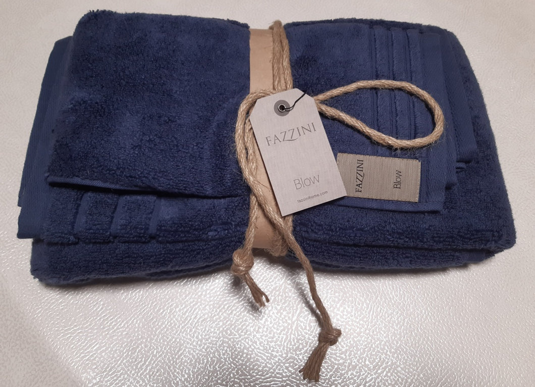 Coppia  asciugamani Coccola  colore  Blu (117) Fazzini