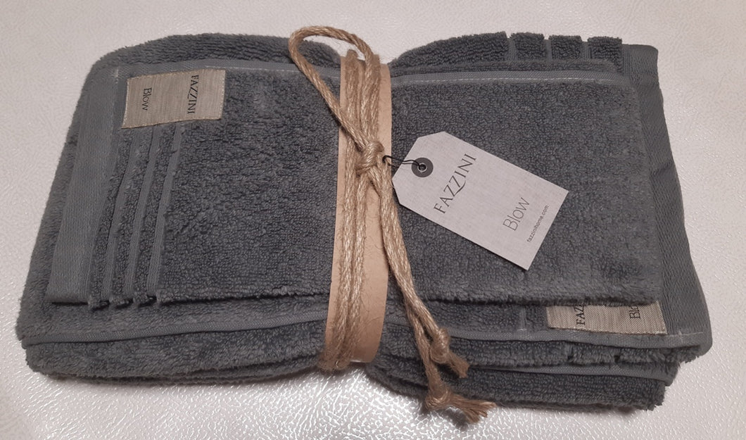 Coppia  asciugamani Coccola  colore  Piombo (52) Fazzini