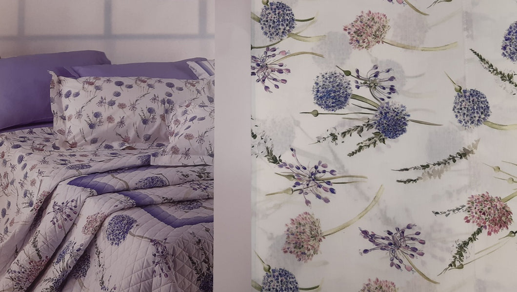 Lenzuola  matrimoniali  Blue Fleur col.U04 Blu Mirabello/Carrara