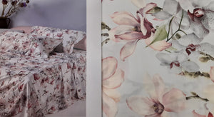 Lenzuola  matrimoniali Elegant Flowers col. 09N/F. Grigio Mirabello/Carrara