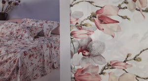 Lenzuola  matrimoniali Elegant Flowers col. 09B/Bianco Mirabello/Carrara